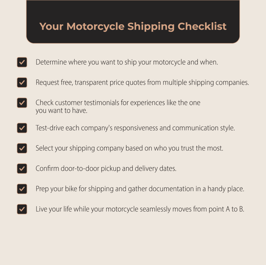 prep your motorcycle for shipping