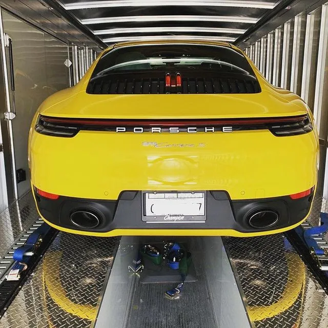 Porsche being shipped
