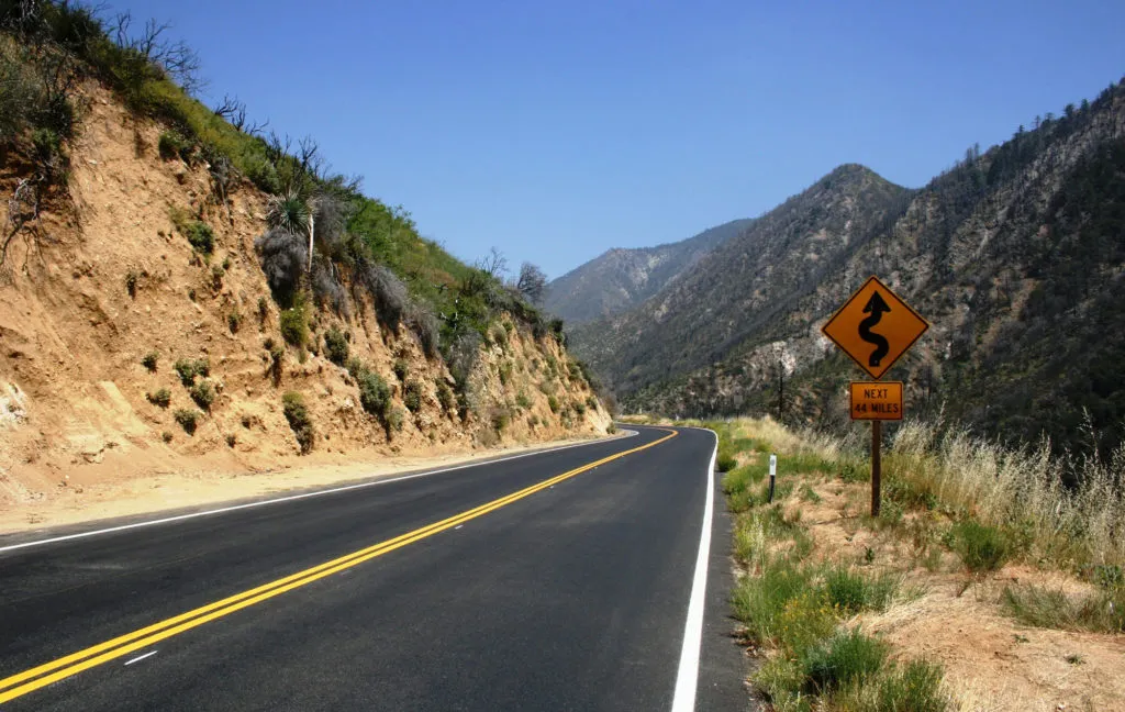 Curves on the Angeles Crest Highway near Los Angeles 