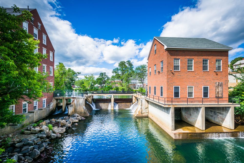 Historic buildings along the Winnipesaukee River, in Laconia 